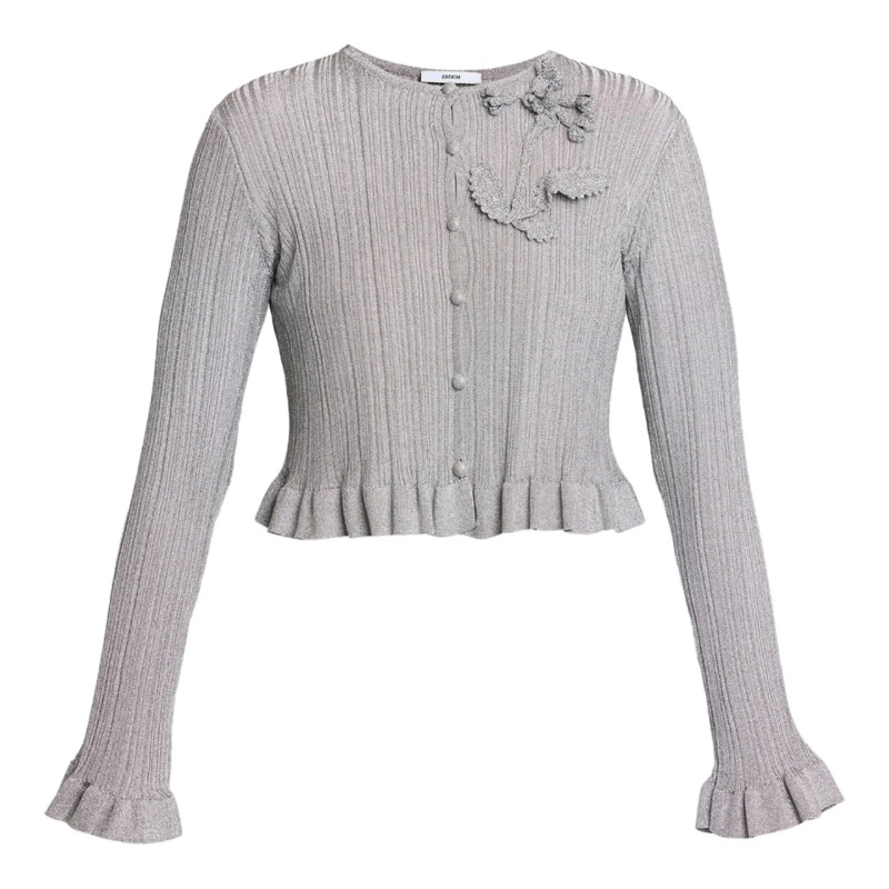 Lurex Plisse Cardigan