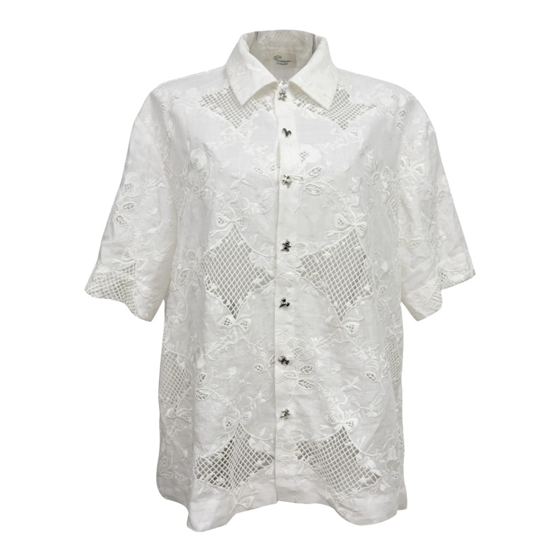 White Embroidery Linen Shirt