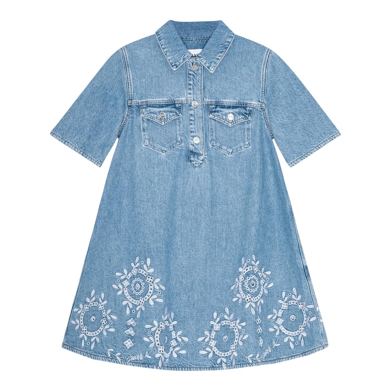 Broderie Anglaise Denim Mini Dress