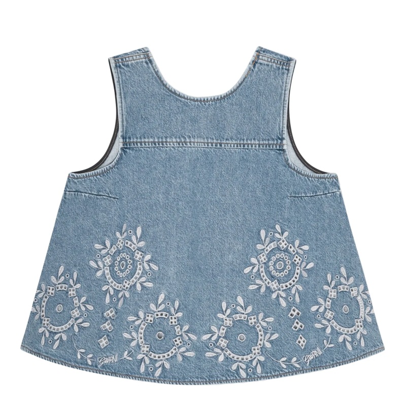 Broderie Anglaise Denim Top