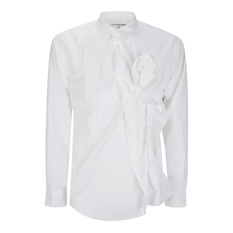 Cotton Plain Poplin With 3D Rose Shirt