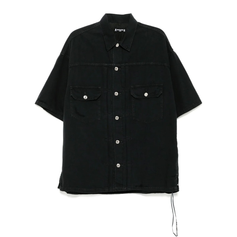 Distressed Short Sleeve Denim Shirt