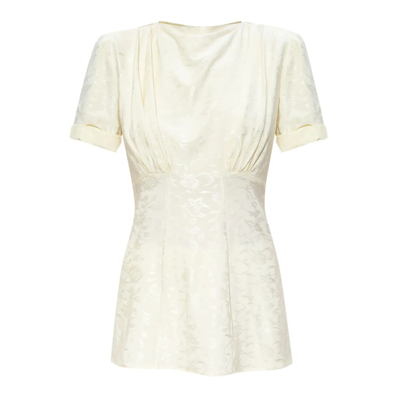 Flower-Embroidered Viscose Top