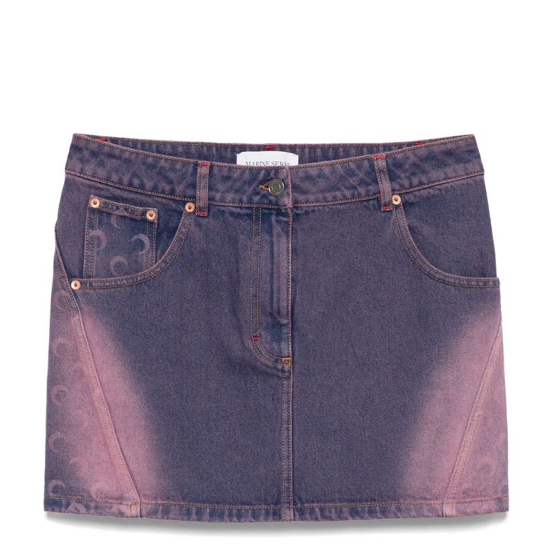 Moon Laser Denim Mini Skirt