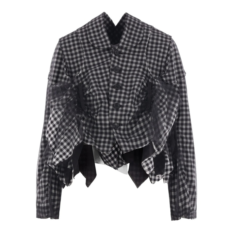 Nylon Tulle X Cotton Dobby Printed Jacket