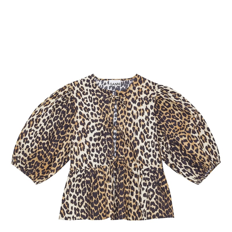 Printed Cotton Poplin Peplum Blouse