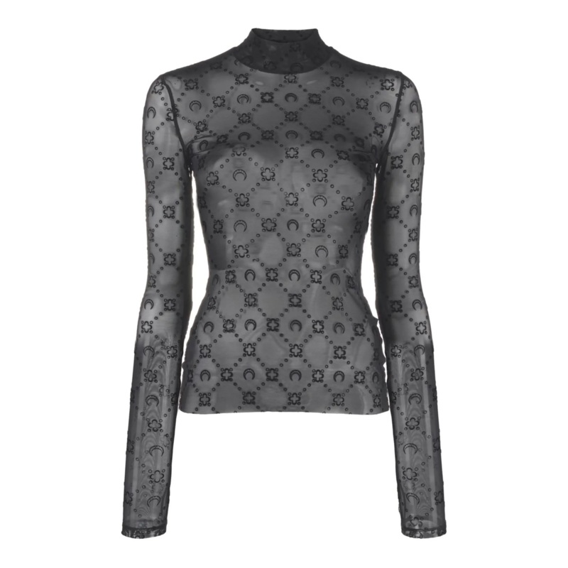 Recycled Mesh Flock Highneck Top