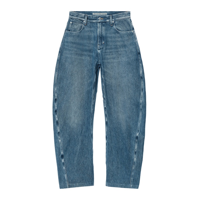 Rounded Denim Jeans With Bonded Seams