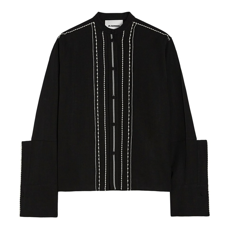 Scallop Embroidered Shirt Plastron