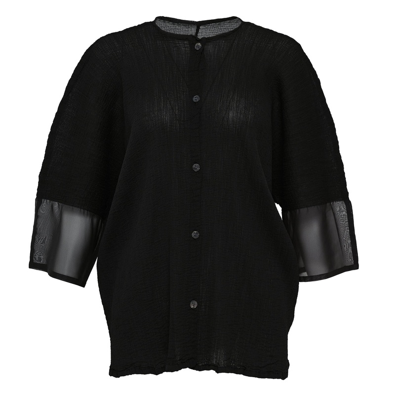 Sheer See-Through Crepe Cardigan