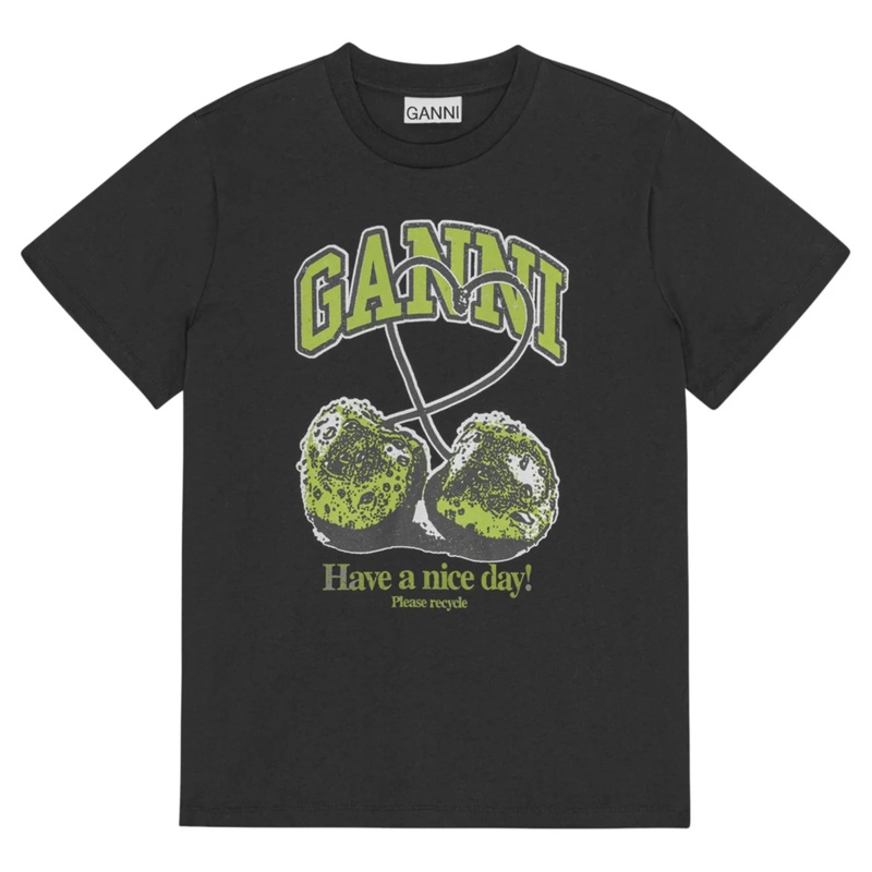 Basic Jersey Green Cherry Relaxed T-Shirt