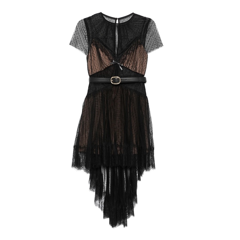 Black Dot Mesh Mini Dress