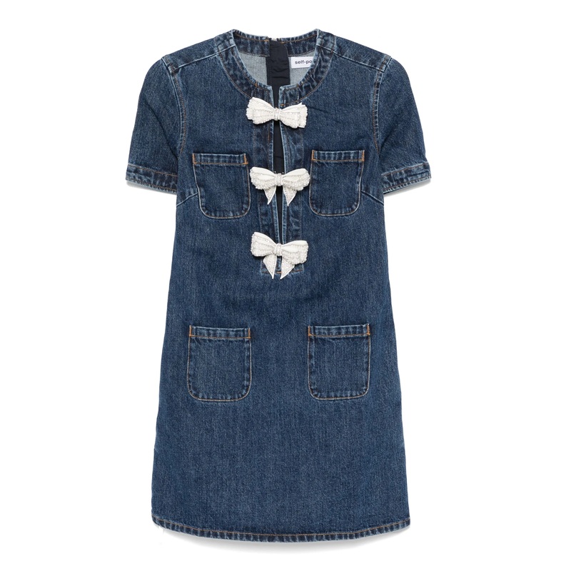 Denim Bow Mini Dress