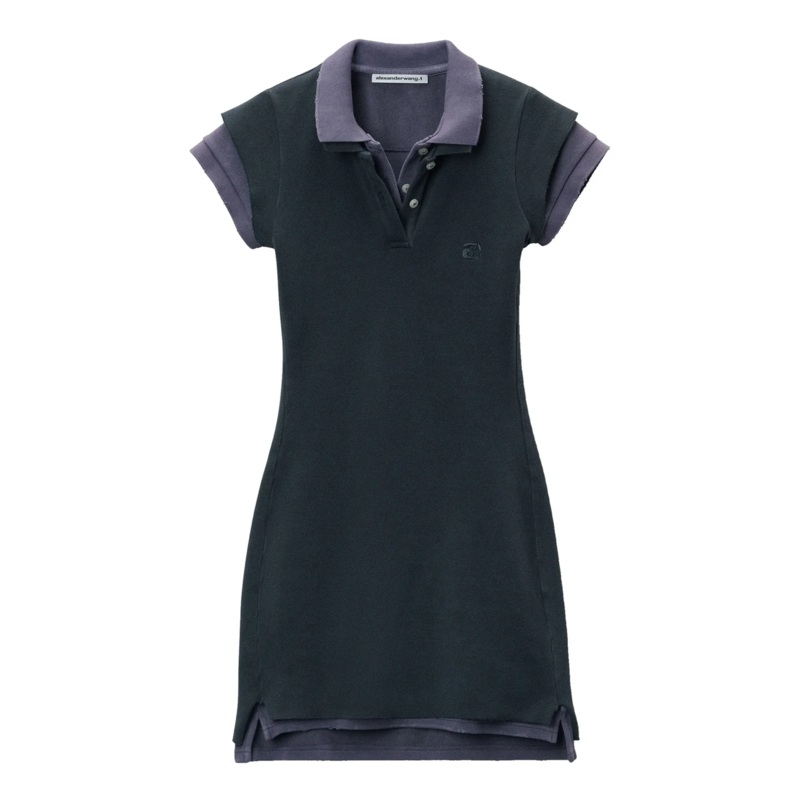 Layered Polo Short-Sleeve Minidress