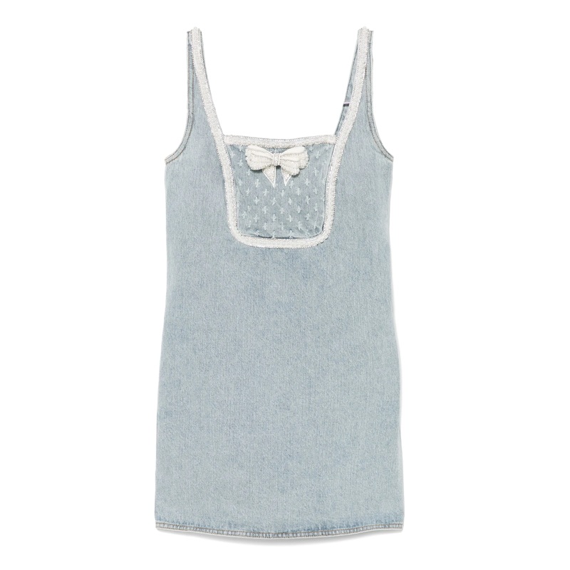 Light Blue Denim Bow Mini Dress