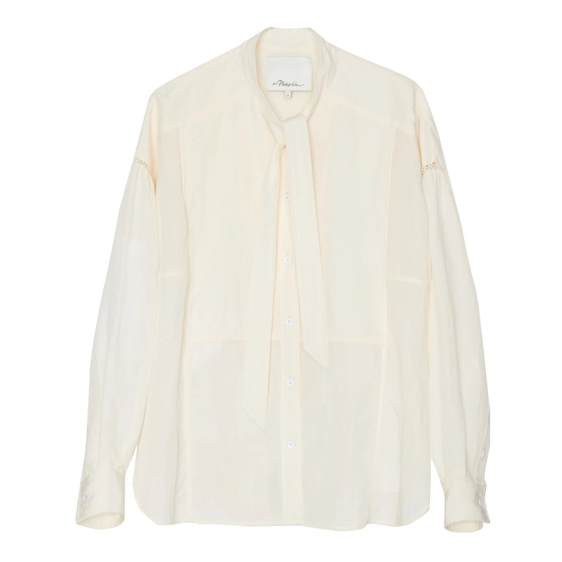 Long Sleeve Tie Neck Blouse