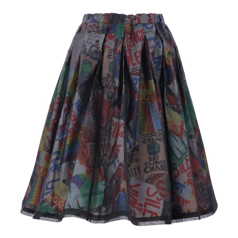 Nylon Sheer Paper Print Skirt