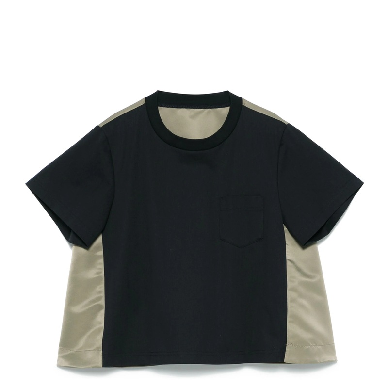 Nylon Twill Mix Cotton Jersey Top