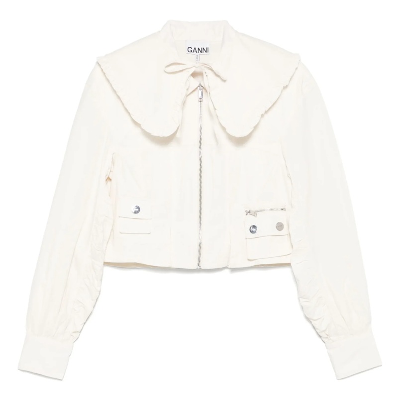 Washed Stretch Cotton Bomber Corset Shirt