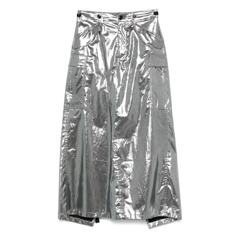 Cotton Satin Foiled Print Skirt
