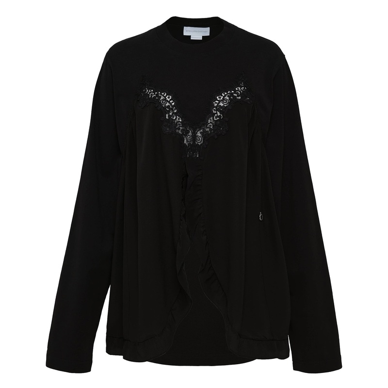 Lingerie Lace Insert Long Sleeve Tee