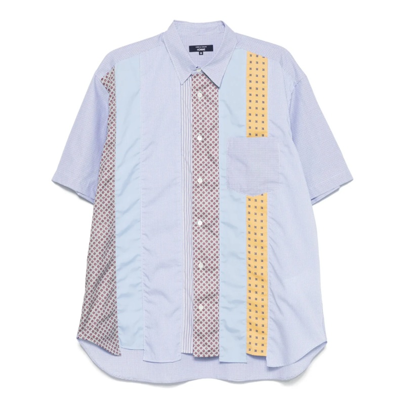 Multi Fabrics Mix Short Sleeve Shirt