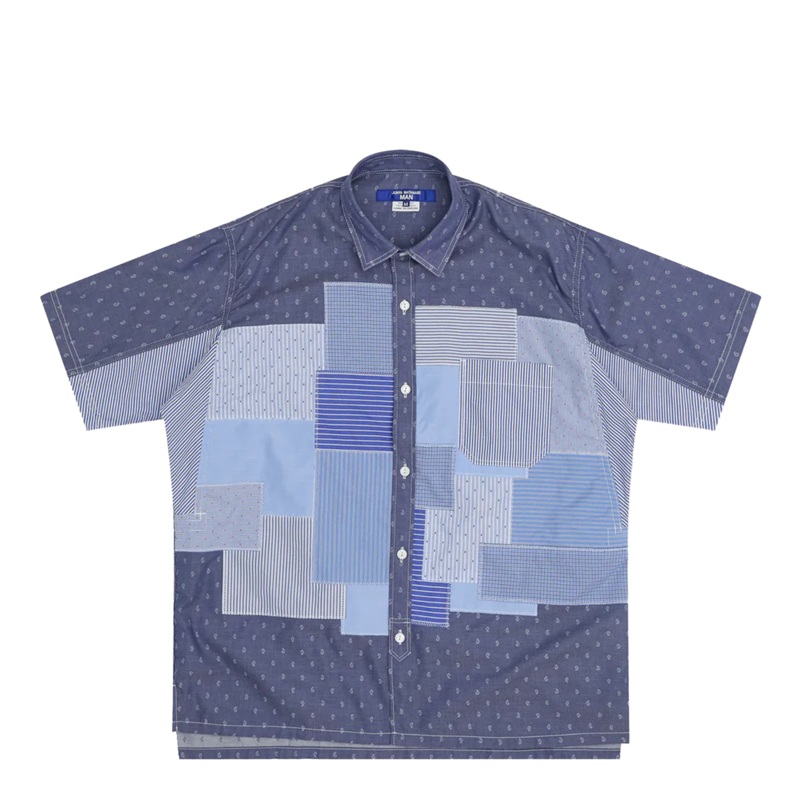 Multi Fabrics Patchwork Short Sleeve Shirt
