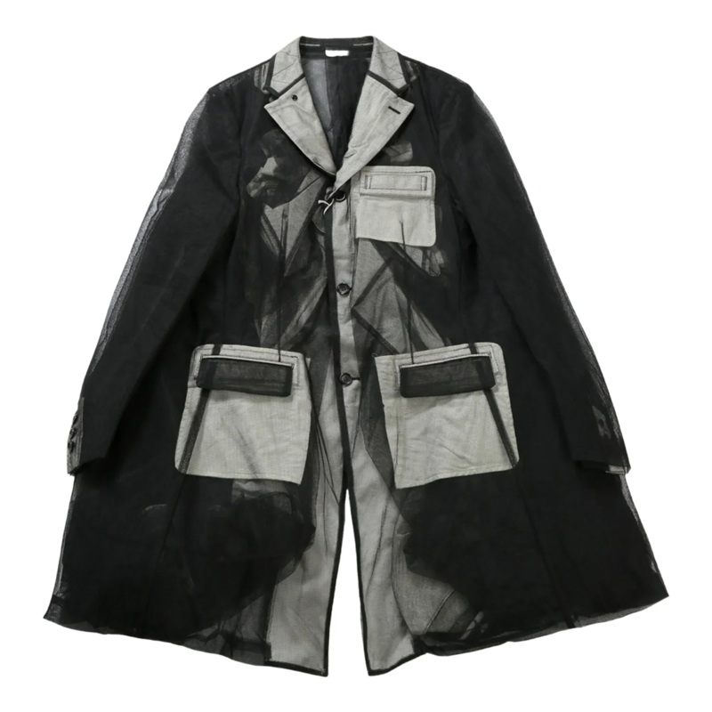 Nylon Tulle X Cotton Long Jacket