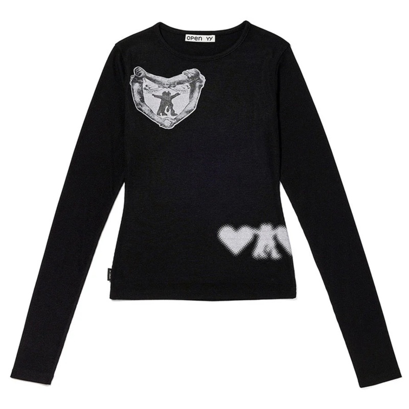 Ribbed YY Hug&Heart Top