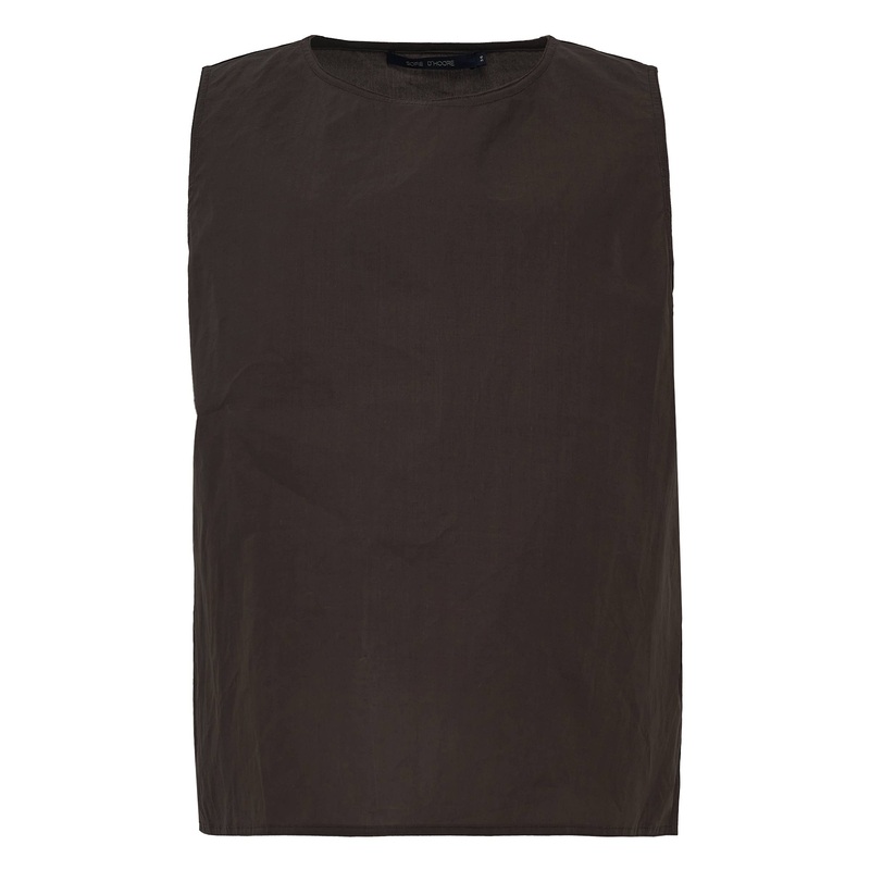 Sleeveless Waxed Coated Tank Top