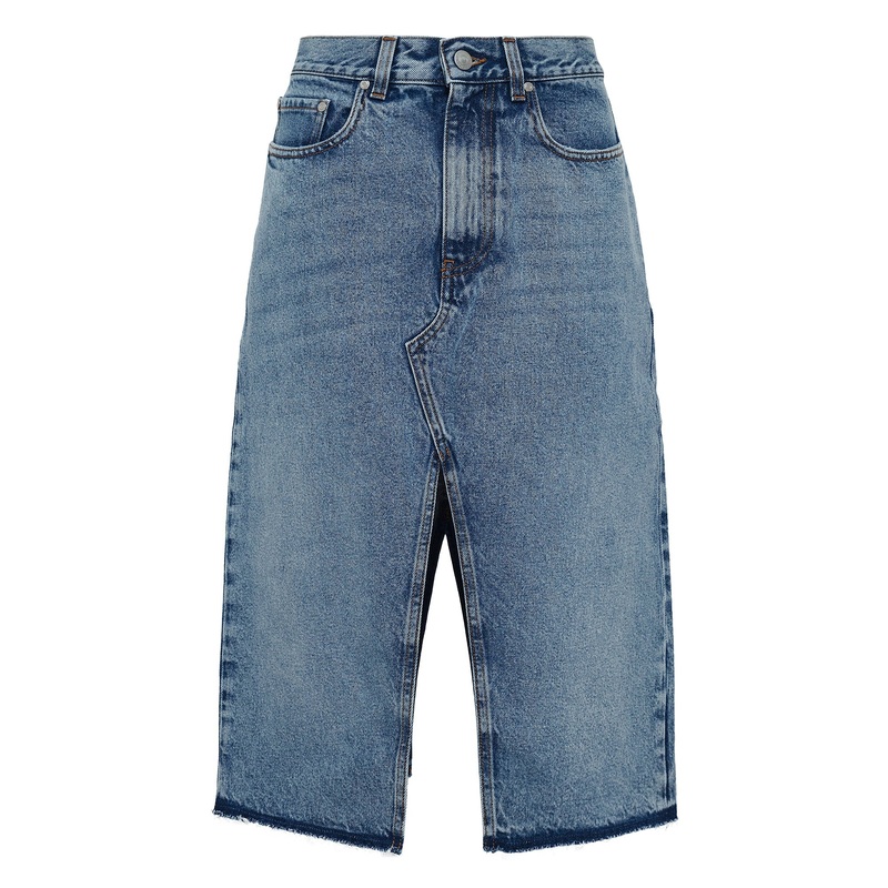 Vintage Blue Denim Midi Skirt