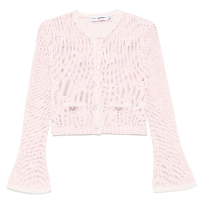 Pink Bow Crochet Cardigan