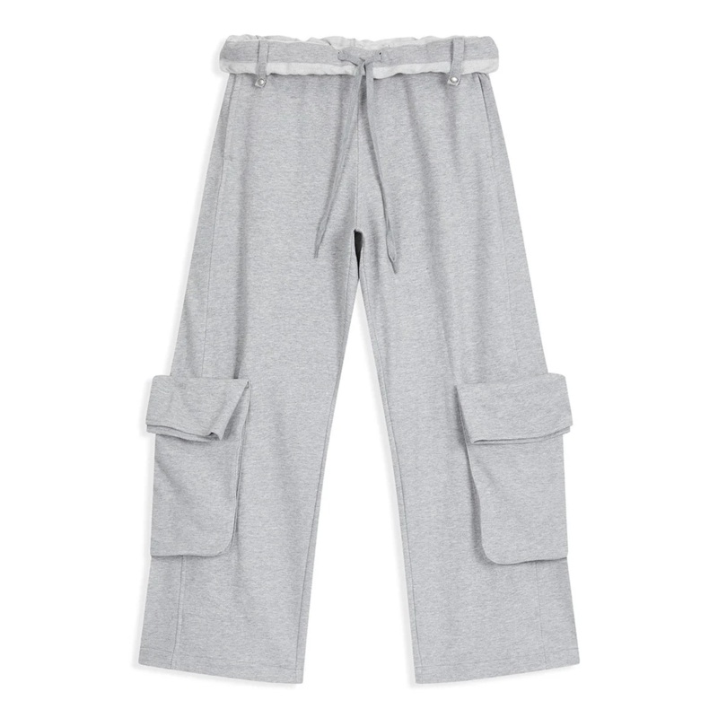 Rolled Waist Sweat Cargo Pants