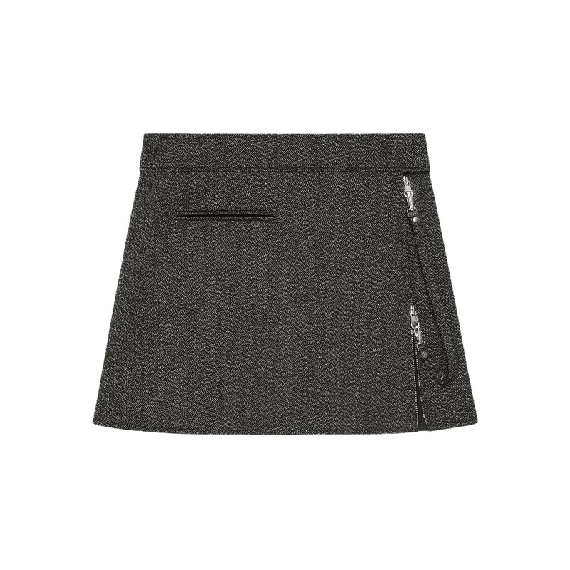 2-Pocket Zipped Caviar Mini Skirt