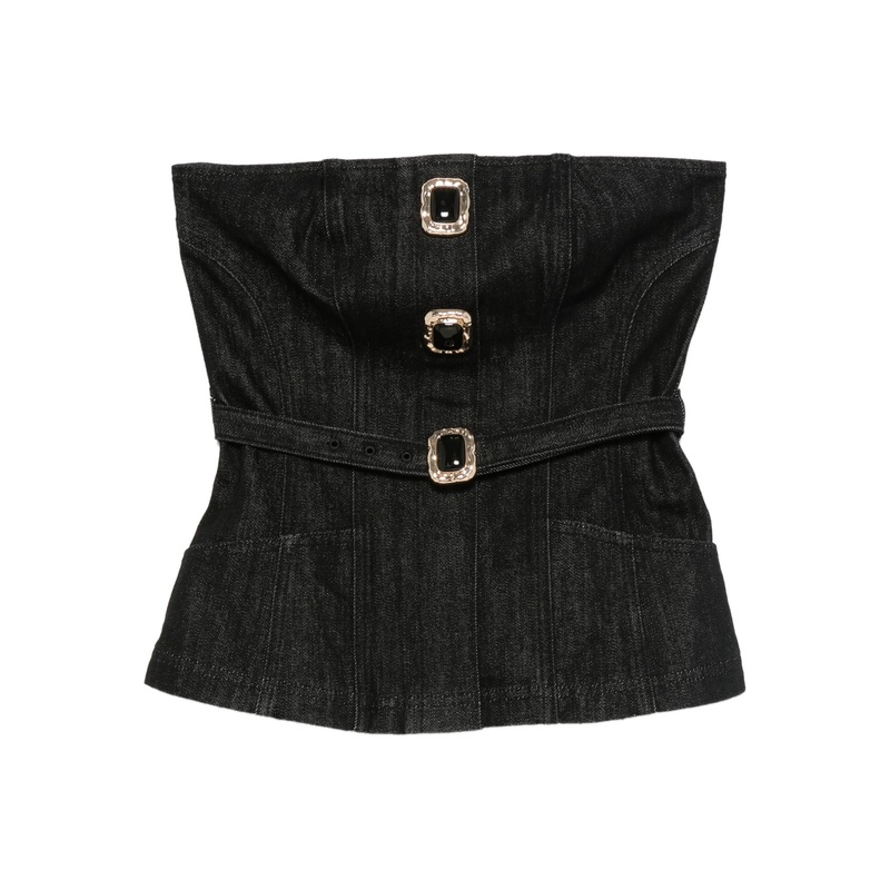 Black Denim Bandeau Top