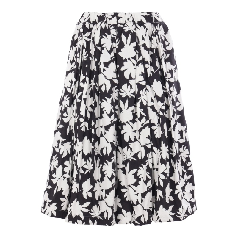 Cotton Pique Stretch Print Skirt