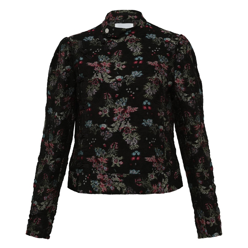 Floral Pattern Cut Jacquard Jacket