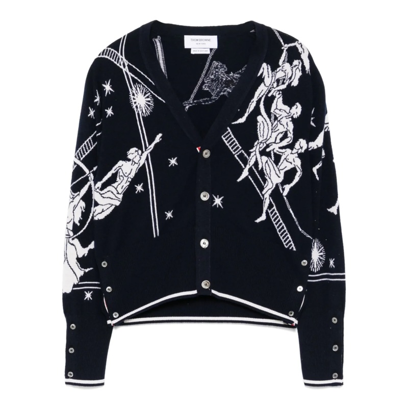 Olympic Constellation Classic Cashmere V Neck Cardigan Men