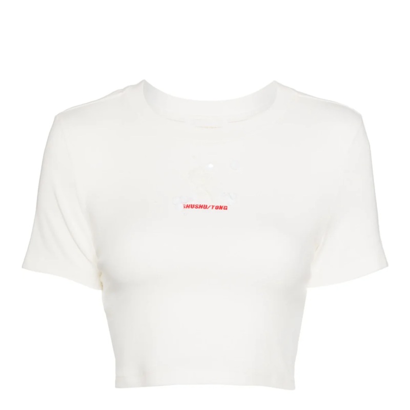 Stereo Rose Embellished Cropped Tee