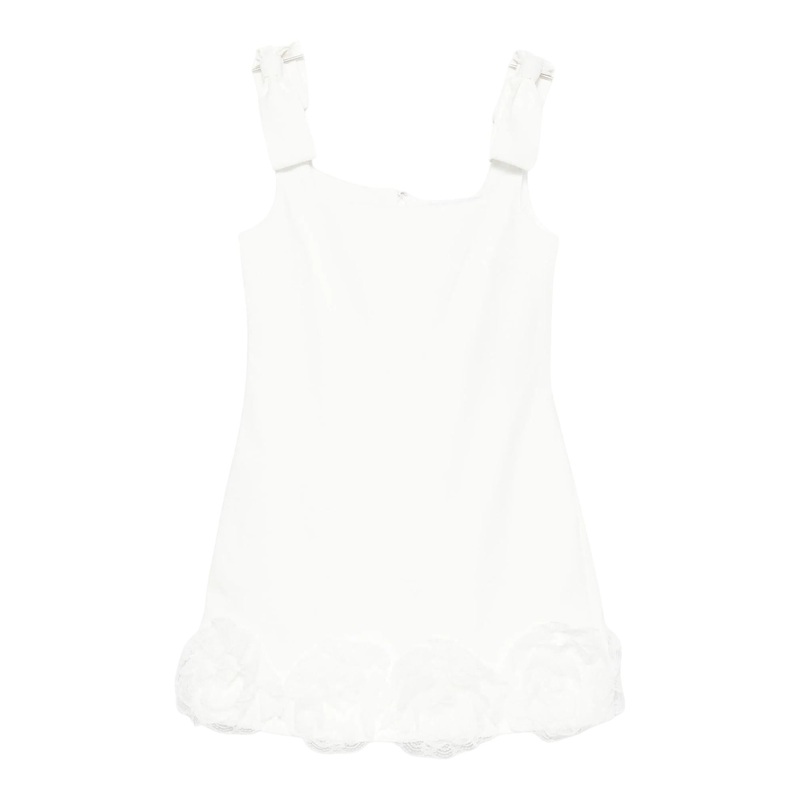White Crepe 3D Flower Mini Dress