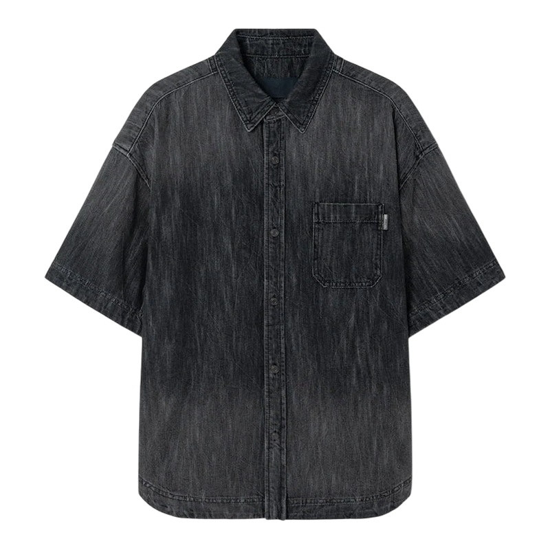 Black Denim Short Sleeve Shirt
