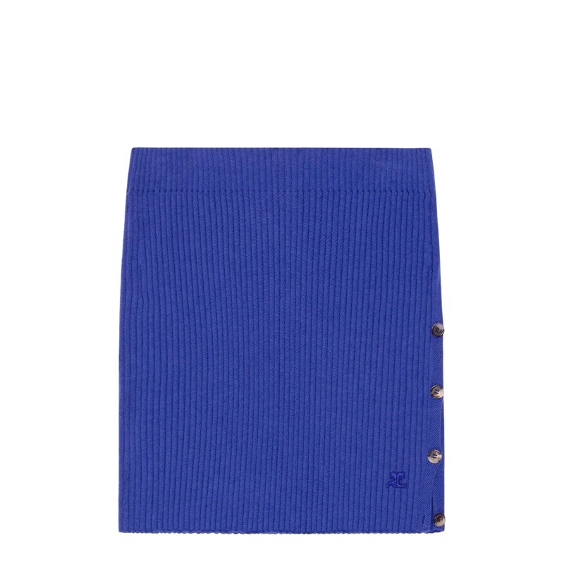 Buttoned Light Rib Mini Skirt