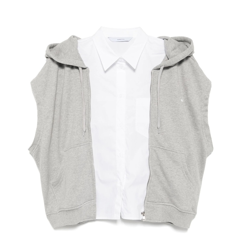 Grey Shirt Layered Jersey Jacket
