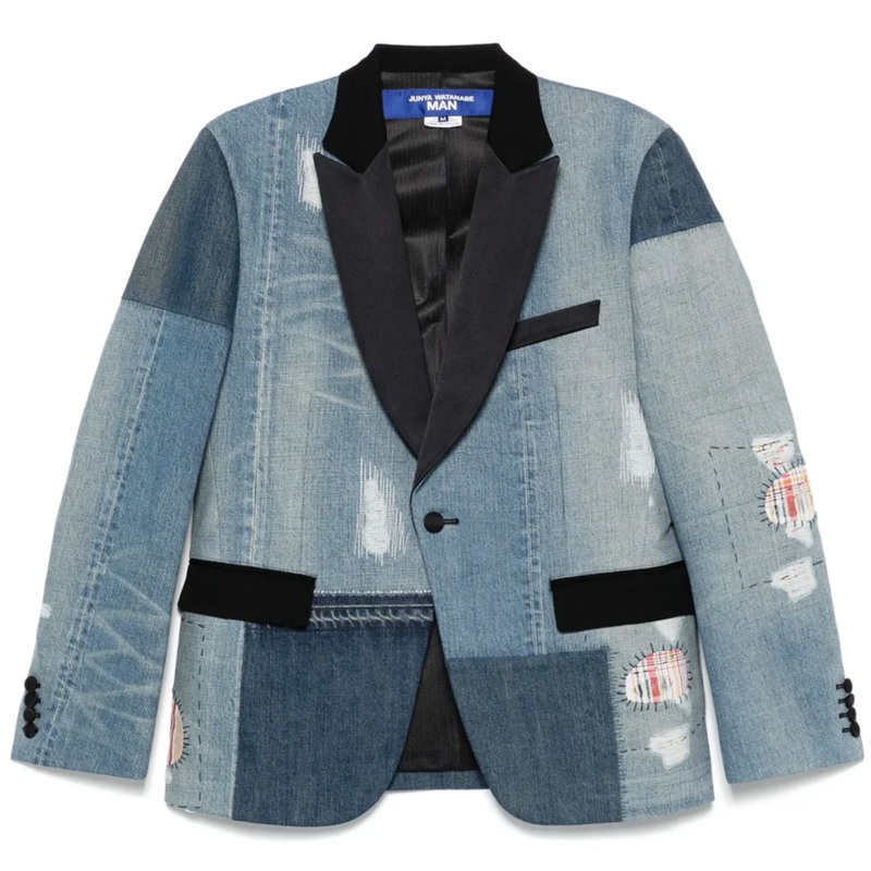 Multi Fabrics Patchwork Denim Jacket
