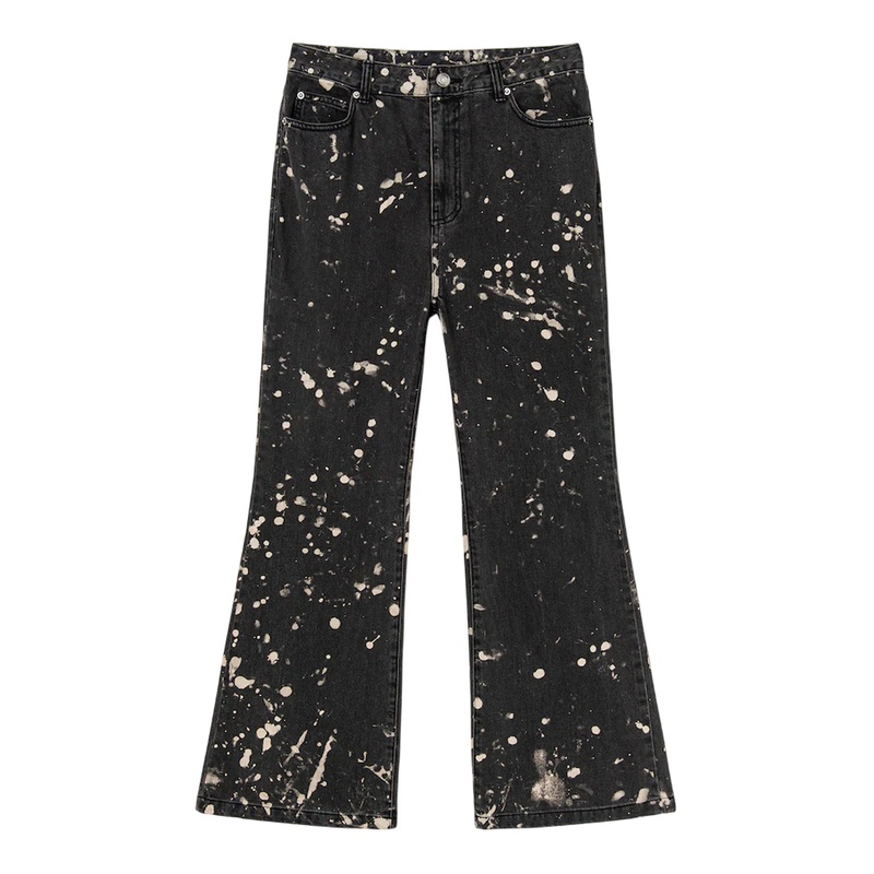 Printed Denim Bootcut Pants
