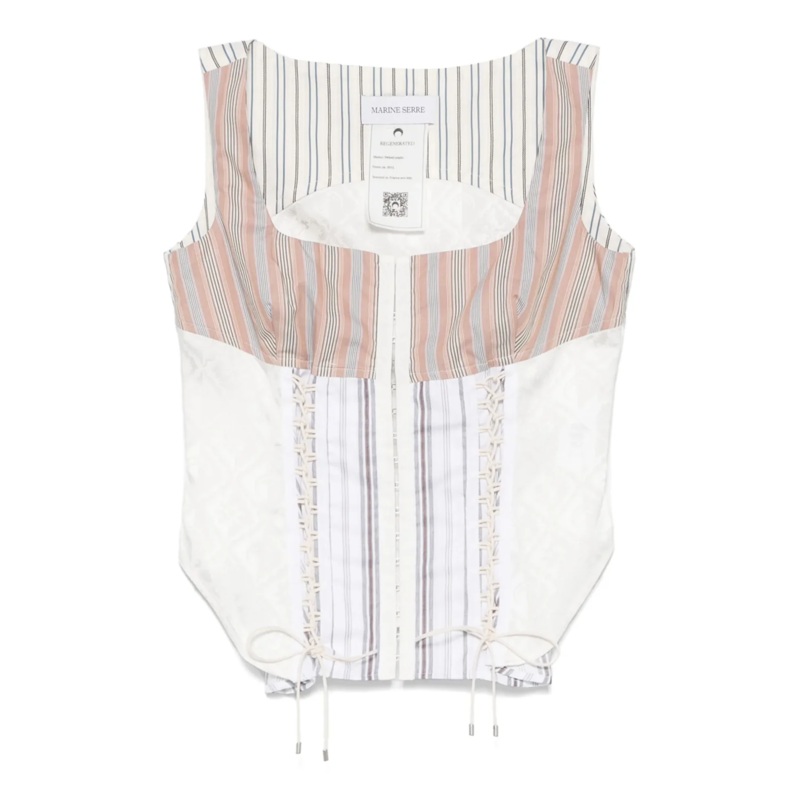 Regenerated Striped Poplin Bustier Top