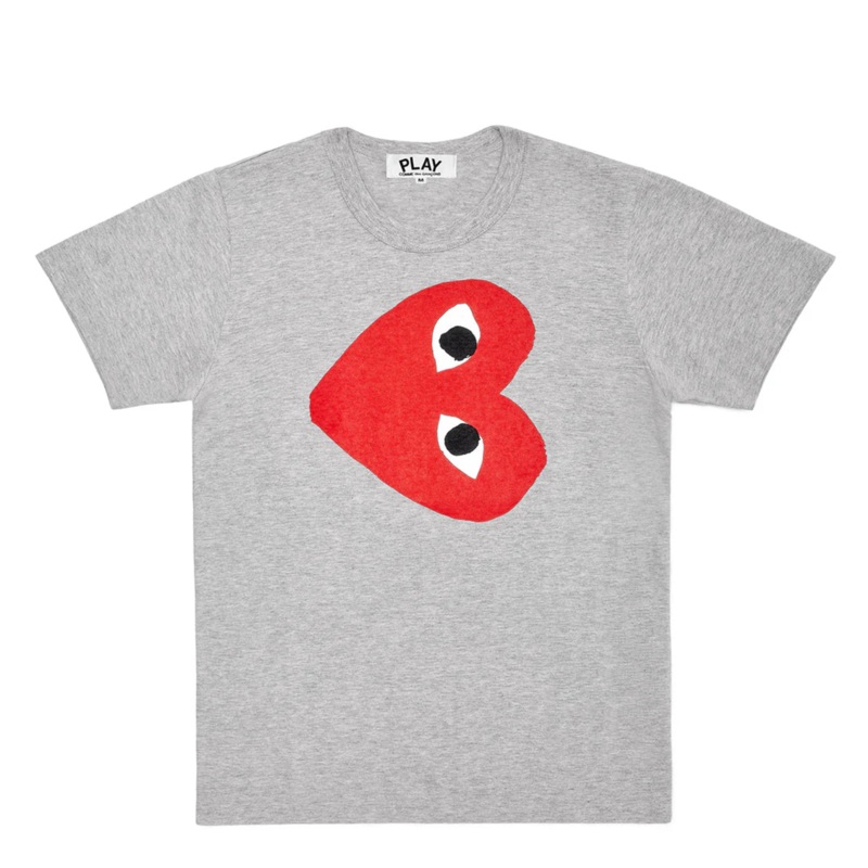 Side Red Heart Grey Short Sleeve Tee Unisex