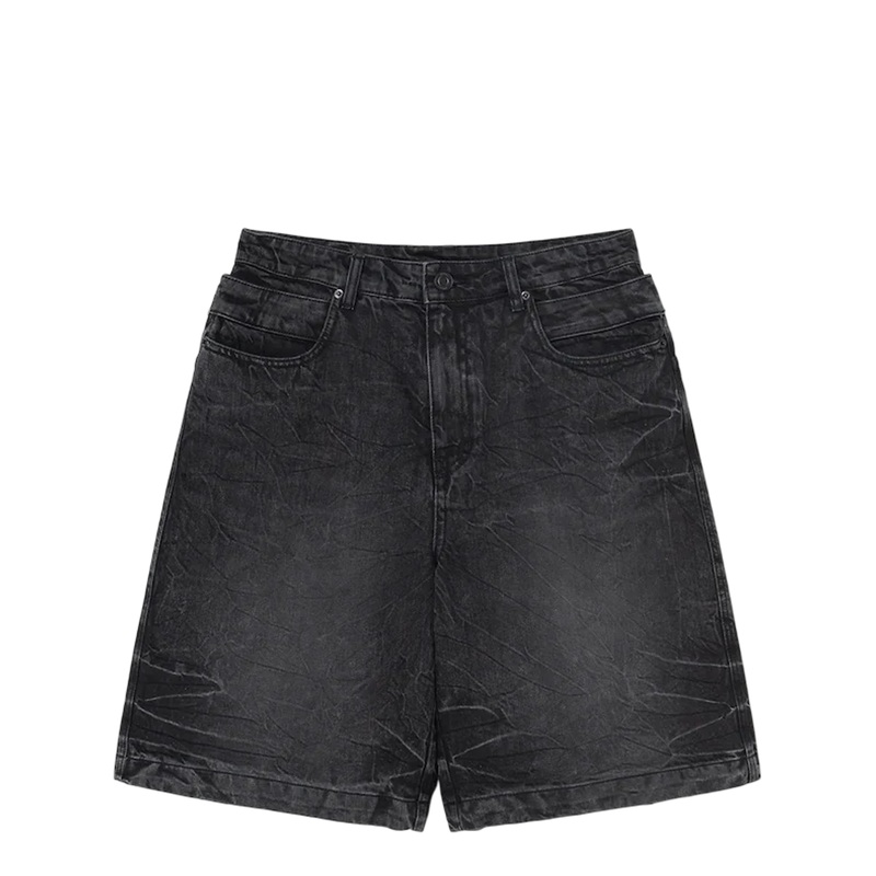 Washed Denim Double Waist Shorts