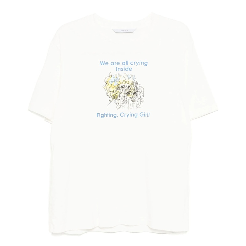 White Hand Drawing Grying Girl T-Shirt