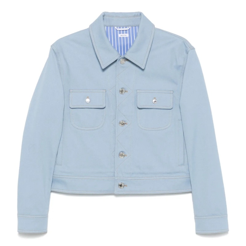 Contrast Stitch Denim Backstrap Utility Jacket Men